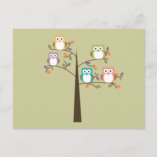 To DoカラフルリスかわいらしトのOwls ポストカード (正面)