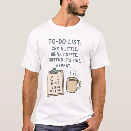 To-Doリストの面白いコーヒー好きTシャツ Tシャツ (正面)