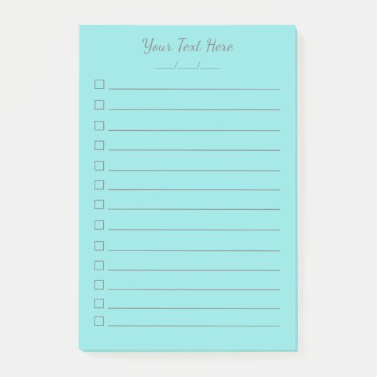 To DoリストカスタムのPost-it® Notes |アクア4x6 ポストイット (正面)