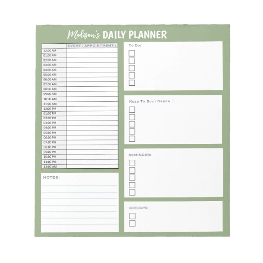 To Doリストパーソナライズされたオーガナイザーの毎日のプランナー ノートパッド (正面)