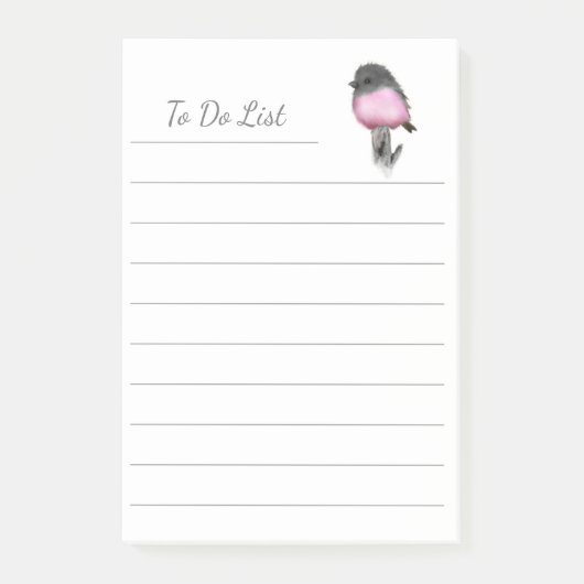 To DoリストベビーBird Pink Robin Post-it®ノート ポストイット (正面)