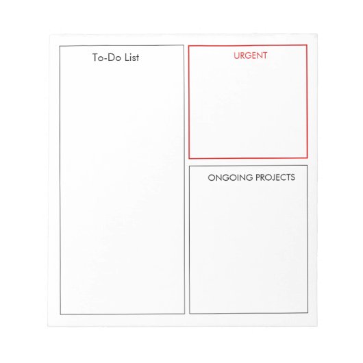 To-Doリスト緊急リスト進行中のリストホームまたは作業 ノートパッド (正面)