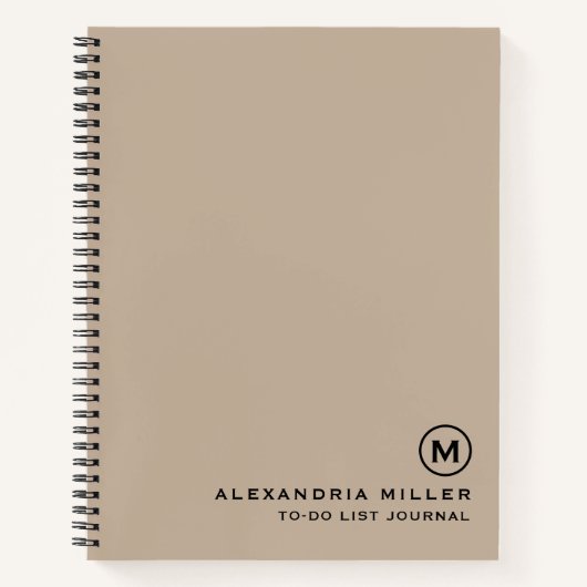 To-DoリスパーソナライズされたトのジャーナルBeige ノートブック (正面)