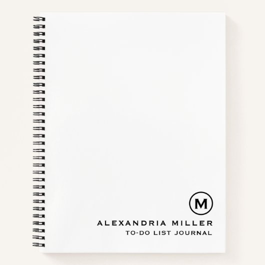 To Doリスパーソナライズされたトの仕訳帳の白 ノートブック (正面)
