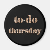 To-do木曜日エレガントタイポグラフィブラックと金ゴールド マグネット (正面)