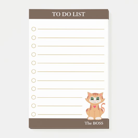 To Do リストと可愛いトラ猫 ポストイット (正面)