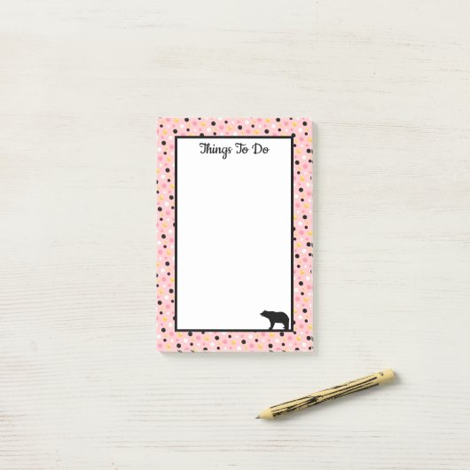 To Do Bear & Pinkの水玉模様 ポストイット (デスク上)