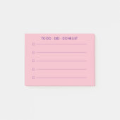 To do done ：小さなピンク色の線の付いたチェックボックスのリスト ポストイット (正面)