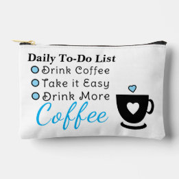 To-do list coffee lovers white blue アクセサリーポーチ