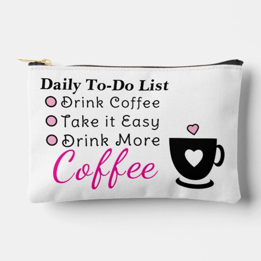 To-do list coffee lovers white pink アクセサリーポーチ (正面)