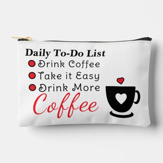 To-do list coffee lovers white red アクセサリーポーチ (正面)