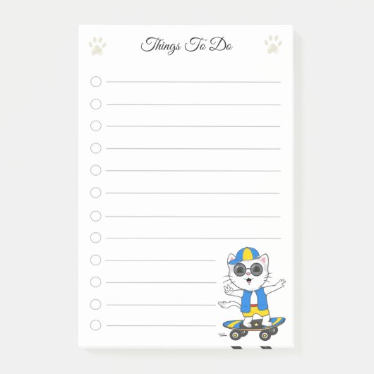 To Do List & Cute Skater Cat Post-it Notes ポストイット (正面)