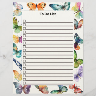 To Do List With Butterflies レターヘッド