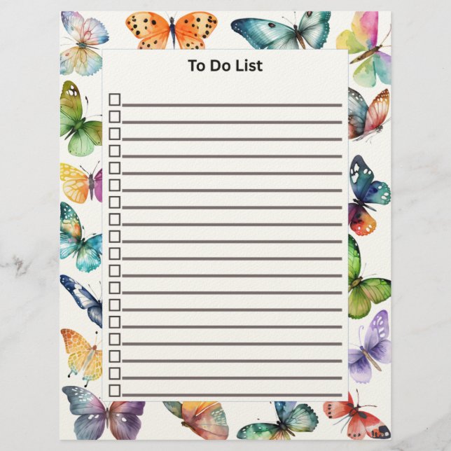 To Do List With Butterflies レターヘッド (正面)