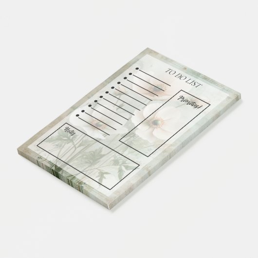 To-Do List with Light Pink and White Flowers ポストイット (アングル)