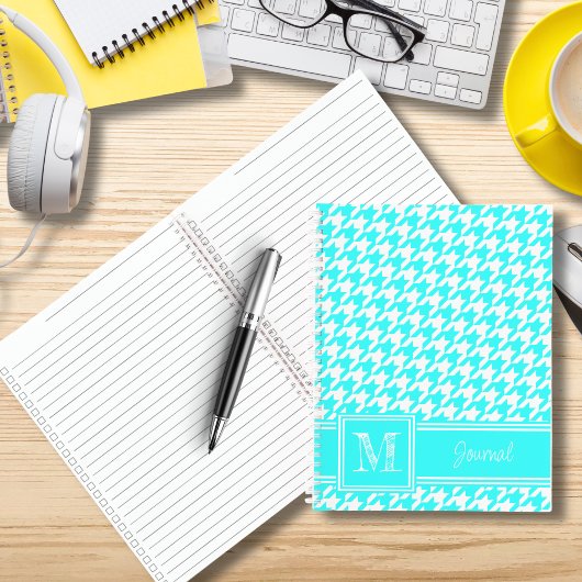To-Do Monogrammed Turquoise Houndstooth Checklist ノートブック