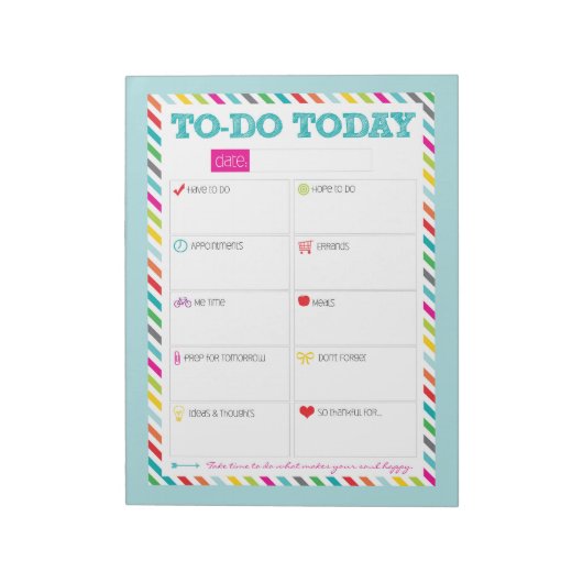 To-Do Today - Aqua Bright ストライプ Notepad ノートパッド (回転)