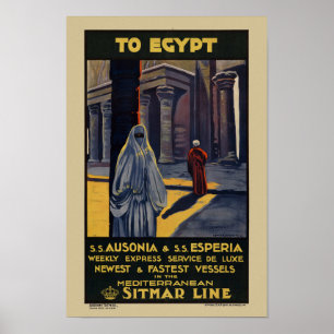 To Egypt Vintage Travel Poster 1928 ポスター