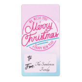 To/From Labelクリスマスピンクのメリークリスマスをお願い ラベル (正面)