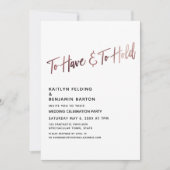 To Have & To Hold ローズゴールドの結婚式の披露宴 招待状 (正面)