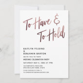 To Have & To Hold ローズゴールドの結婚式披露宴 招待状 (正面)