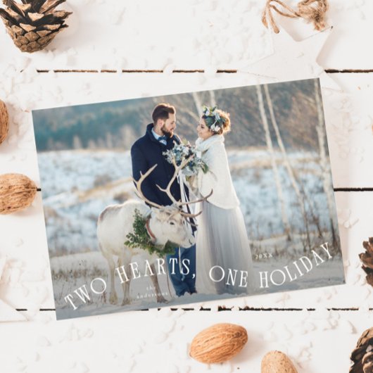 To Hearts One Holiday Newlywed Photo シーズンカード