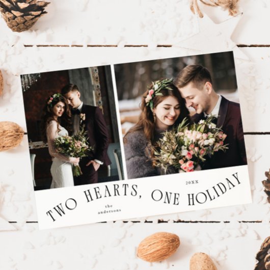 To Hearts One Holiday Newlywed Photo White シーズンカード