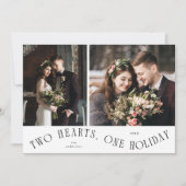 To Hearts One Holiday Newlywed Photo White シーズンカード (正面)