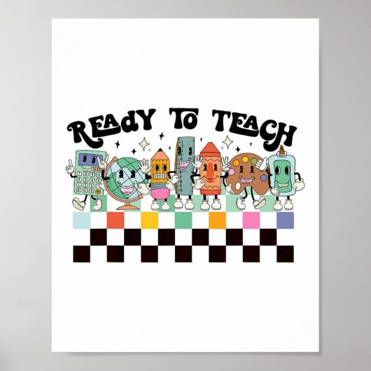 To Learn Groovy Retro Teacher Life First Day Of Sc ポスター (正面)