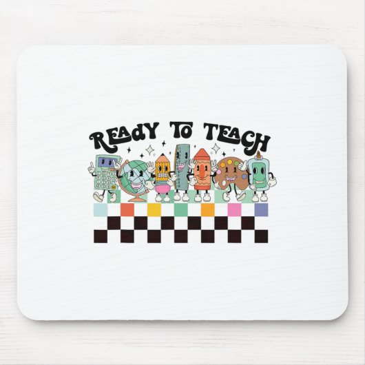 To Learn Groovy Retro Teacher Life First Day Of Sc マウスパッド (正面)