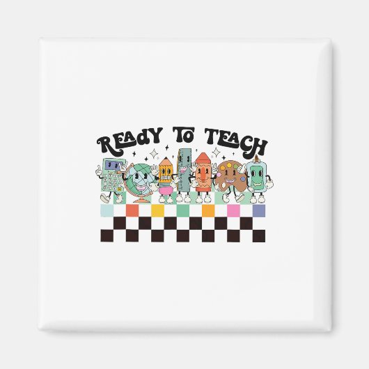 To Learn Groovy Retro Teacher Life First Day Of Sc マグネット (正面)