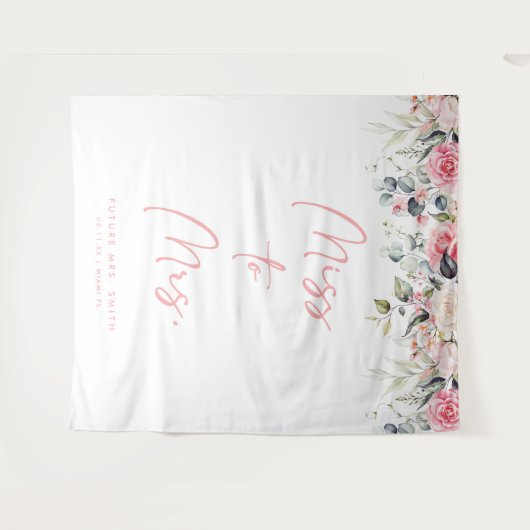 To Mrs恋しく思赤面フローラブライダルシャワー背景 タペストリー (正面(横))