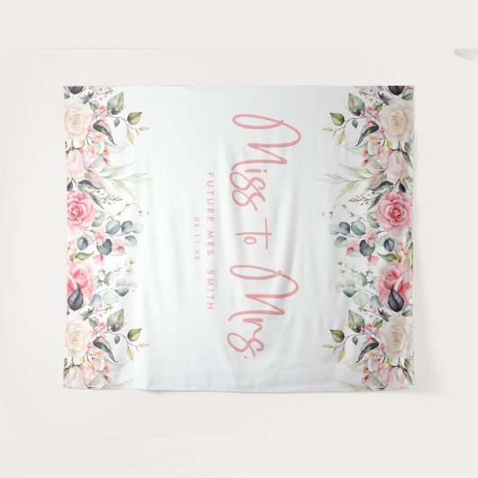 To Mrs恋しく思 Pinkフローラブライダルシャワー背景 タペストリー (正面(横))