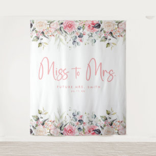 To Mrs恋しく思 Pinkフローラブライダルシャワー背景 タペストリー