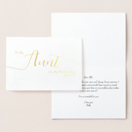 To My Aunt on My Wedding Day Elegant Script 箔カード