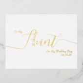 To My Aunt on My Wedding Day Elegant Script 箔招待状ポストカード (正面)