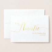 To My Auntie on My Wedding Day Elegant Script 箔カード (封筒付き正面)