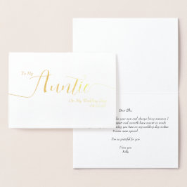 To My Auntie on My Wedding Day Elegant Script 箔カード