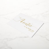 To My Auntie on My Wedding Day Elegant Script 箔招待状ポストカード (回転した状態)