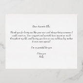 To My Auntie on My Wedding Day Elegant Script 箔招待状ポストカード (裏面)