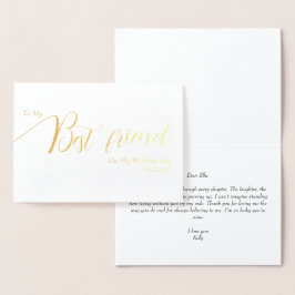 To My Best Friend on My Wedding Day Elegant Script 箔カード