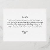 To My Best Friend on My Wedding Day Elegant Script 箔招待状ポストカード (裏面)