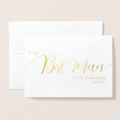 To My Best Man on My Wedding Day Elegant Script 箔カード (封筒付き正面)