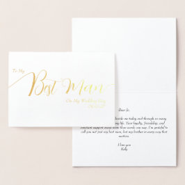 To My Best Man on My Wedding Day Elegant Script 箔カード