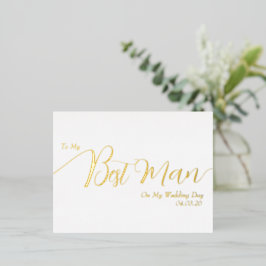 To My Best Man on My Wedding Day Elegant Script 箔招待状ポストカード