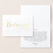 To My Bridesmaid on My Wedding Day Elegant Script 箔カード (ディスプレー)