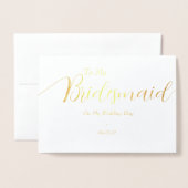 To My Bridesmaid on My Wedding Day Gold 箔カード (封筒付き正面)