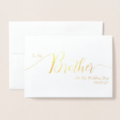 To My Brother on My Wedding Day Elegant Script 箔カード (封筒付き正面)