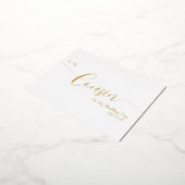 To My Cousin on My Wedding Day Elegant Script 箔招待状ポストカード (回転した状態)
