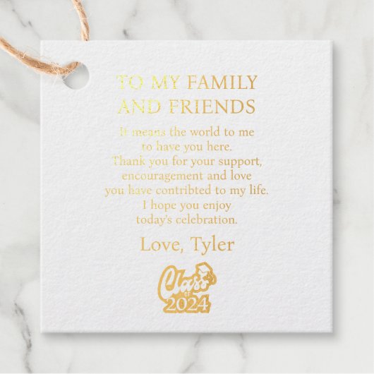 To My Family and Friends 2024の卒業クラス フェイバータグ (正面)